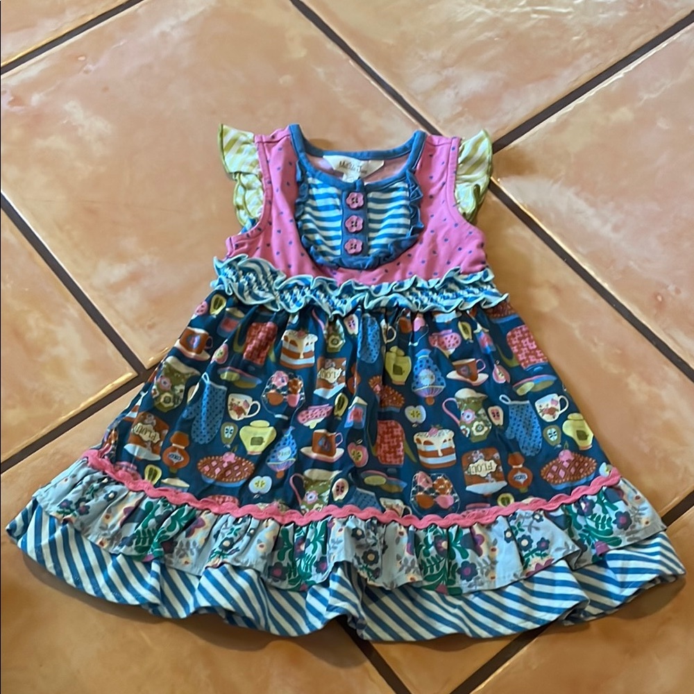 Matilda Jane Pink and Blue Ruffled Tiered Sundress